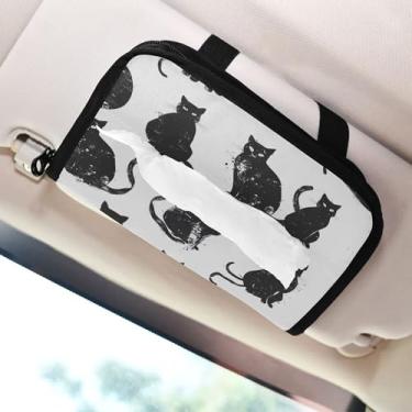 Imagem de SEHANY Porta-lenços de carro de gato fofo, caixa de lenços de papel de carro, suporte de guardanapo retangular dispensador de máscara de carro caixa de lenços de veículo para automóvel universal