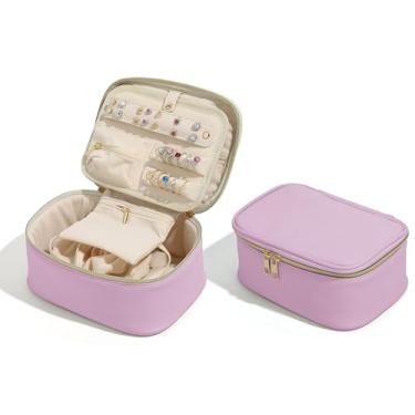 Imagem de Caixa de joias multicolorida organizadora para mulheres, estojo de joias de viagem com bolsa de veludo com zíper, impermeável, presentes para casamento, aniversário, Natal