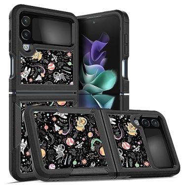 Imagem de Capa para Samsung Z Flip 4 Space Cat Galaxy Z Flip 4 Capas de telefone 2 em 1 Zflip4 Capa de proteção resistente de silicone à prova de choque para Samsung Galaxy Z Flip4