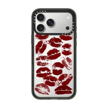 Imagem de CASETiFY Capa Impact para iPhone 17 Pro Max [fina/compatível com Magsafe/2,5 m. Proteção contra quedas de grau militar 4X] - Lábios quentes - Preto transparente