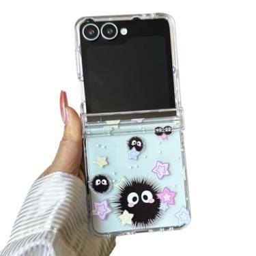 Imagem de GO-VOLMON Linda capa para Samsung Galaxy Z Flip 7 desenho animado com estampa de fuligem e estrelas, capa protetora feminina com dobradiça para Galaxy Z Flip 7 Kawaii, linda capa para Samsung, chuvas