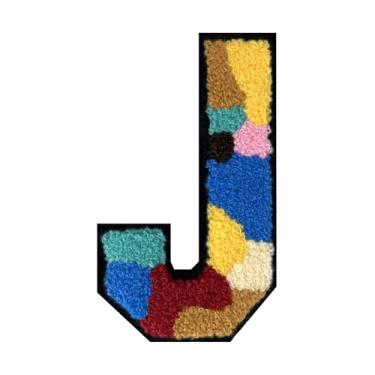 Imagem de 1 peça de patch de letra de chenille de ferro de camuflagem de 11,4 cm – Remendos do alfabeto para roupas, jaquetas, mochilas, chapéus para decoração personalizada, nome personalizado e artesanato. (J
