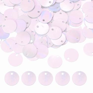 Imagem de Generic Lantejoulas redondas planas, 600 peças de 10 mm/0,4 pol. Paillettes AB White Craft Costura Lantejoulas com orifício lateral único para bricolage, roupas bordadas, fabricação de joias