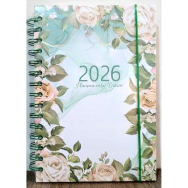 Imagem de Agenda 2026 Grande 14,5cmX21cm Datada 168 folhas Capa dura Adequado para trabalho e estudo(FLORAL 4)