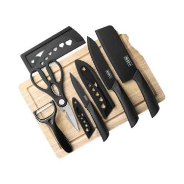 Imagem de Conjunto De Facas De Cozinha Em Aço Preto De Alta Qualidade 3 5 Peças 