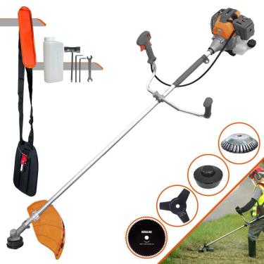 Imagem de Roçadeira Robusta Tekna RL430P À Gasolina 2T 43cc 1,7HP 4 Opções de Corte Com Lâmina 3 Pontas, Lâmina 80 Dentes, Escova de Aço e Carretel de Nylon