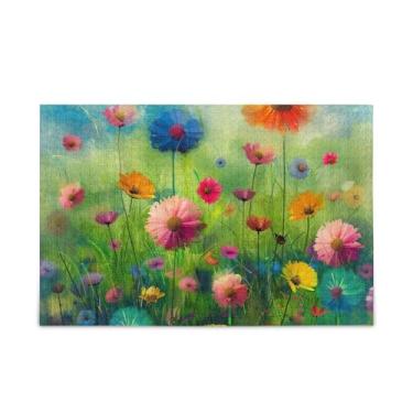 Imagem de WELLDAY Quebra-cabeça pintura de flores coloridas 1000 peças grande jogo de arte para adultos adolescentes