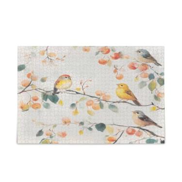 Imagem de WELLDAY Quebra-cabeça pássaros fofos 1000 peças grande jogo de arte para adultos adolescentes