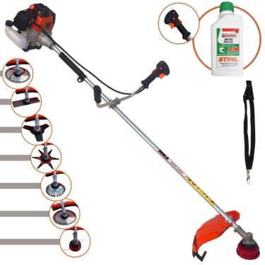 Imagem de Roçadeira Completa Import Way IWRGM2T5X163 À Gasolina 63cc 3HP Alta Rotação Ideal Para Todos os Tipos de Trabalhos Com 7 Opções de Cortes + Óleo Stihl