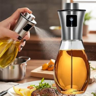 Imagem de Galheteiro Spray de Vidro Transparente 200ml, 22cm de Altura, com Bico Pulverizador e Tampa Plástica Resistente