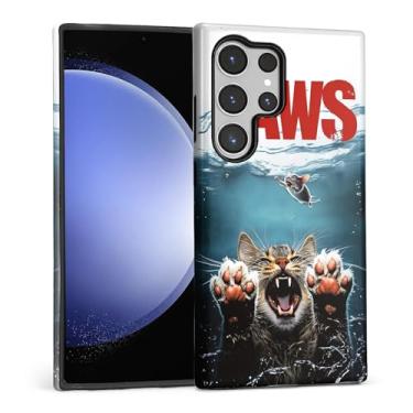 Imagem de FKBRCL4U Capa para Samsung Galaxy S23 Ultra, capa híbrida de silicone brilhante de 2 camadas para meninas e mulheres para Samsung Galaxy S23 Ultra Funny Cat Paw Water Mouse Pattern