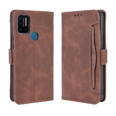 Imagem de Capa para Umidigi A7 Pro,Retro magnético Flip Case,Design de carteira de couro PU com slots de cartão removíveis -Brown