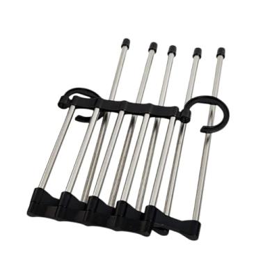 Imagem de Cabide Multifuncional Retrátil, 5 Divisórias, Aço Inox e Plástico, 32x14x6,5cm, Suporta até 5kg, Inox