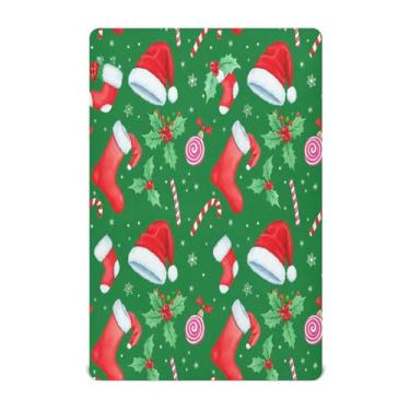 Imagem de Qilmy Lençóis de Natal para berço de bebê, macio, respirável, de microfibra, elástico, lençol com elástico para meninos e meninas, miniberço, 99 x 68,5 cm, capa de colchão infantil portátil