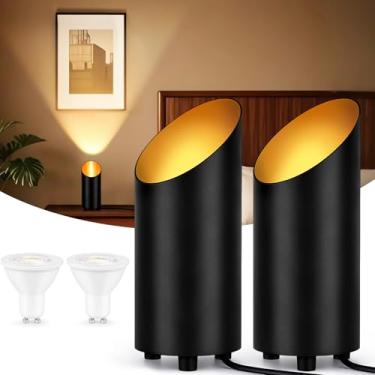 Imagem de GeyouLux LED Uplight Spot candeeiro de pé IP44 resistente à água 6 W 600 LM candeeiro de chão de alumínio, candeeiro de pé com interruptor de pé, incl. GU10 Candeeiro 2700K branco quente conjunto de 2