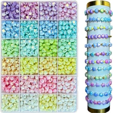 Imagem de 1000 contas de estrela acrílica para fabricação de joias, contas douradas de cor clara acrílica, contas pastel, coloridas, sortidas, fofas, estéticas, kawaii, miçanga para pulseira, brinco de
