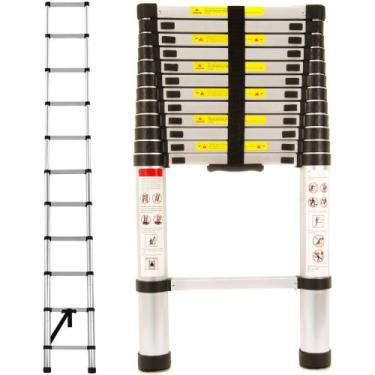 Imagem de Escada Multifuncional Alumínio Telescópica Retrátil 13 Degraus - Zagan