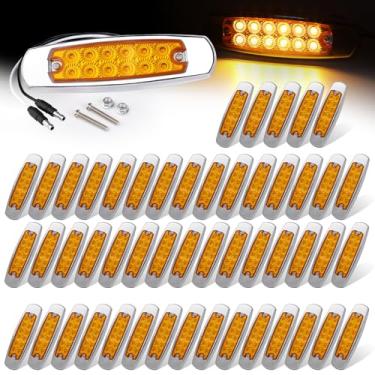 Imagem de Ledvillage Pacote com 50 luzes de LED âmbar com plugue de 2 fios, lâmpada de para-lama impermeável de 12 LEDs para trailer, trailer, SUV, montagem em superfície com parafusos, 12 V CC