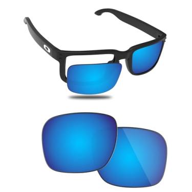 Imagem de Fiskr Lentes polarizadas de substituição compatíveis com óculos de sol Oakley Holbrook XXL OO9487 61 mm, resistente a impactos e ajuste perfeito - azul gelo