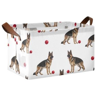 Imagem de Organizadores de brinquedos dobráveis e caixas de armazenamento com alças, 43 x 29 x 25 cm, cestas de armazenamento para cães pastor alemão, recipientes para organizar 2 unidades