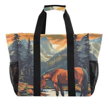 Imagem de ODAWA Bolsa esportiva durável Brown Horse para academia e férias, Cavalo marrom, One Size