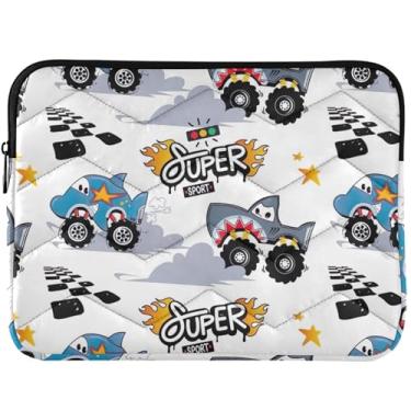 Imagem de Bolsa de laptop personalizada Monster Truck Race Shark fofa, capa para laptop, capas e capas modernas para notebook universais de 13 polegadas 14