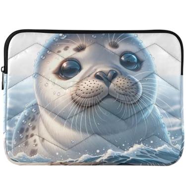 Imagem de Capa protetora de animal fofa para laptop com selo fofo capa protetora durável para notebook universal 13 capa para laptop 14 polegadas