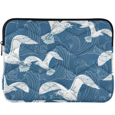 Imagem de Capa para laptop azul e branco gaivota fofa para MacBook Pro capa acolchoada para notebook de 14 polegadas universal 13-14 polegadas