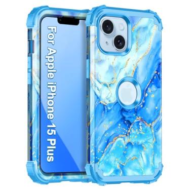 Imagem de Casetego Capa para iPhone 15 Plus, capa protetora resistente à prova de choque de três camadas para Apple iPhone 15 Plus 6,7 polegadas, azul celeste