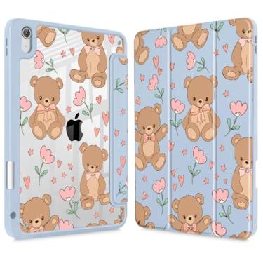 Imagem de May Chen Capa para iPad (A16) 11ª geração 2025, iPad 10ª geração 2022 de 10,9 polegadas, suporte de lápis embutido com capa à prova de choque, capa traseira transparente, despertar/hibernar