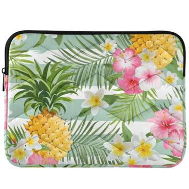 Imagem de Capa para notebook com flores tropicais de abacaxi, verde, capa para notebook com desenho animado e fofa, capa universal para laptop de 14 polegadas 13 polegadas