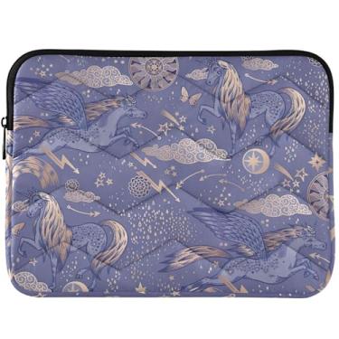 Imagem de Capa para laptop personalizada unicórnio cavalo arco-íris violeta fofa para MacBook Air 13 polegadas capa de laptop inchada bolsa universal 13-14 polegadas