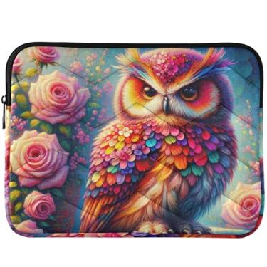 Imagem de Bolsa fofa para laptop com flores de coruja colorida para MacBook Pro, capa universal de 13 polegadas, acessórios de computador de 33 a 35 cm
