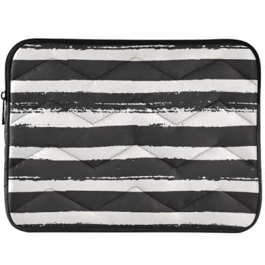 Imagem de Capa protetora para notebook personalizada listrada preta branca e preta capa protetora universal para laptop de 13 a 14 polegadas para MacBook Case de 13 polegadas