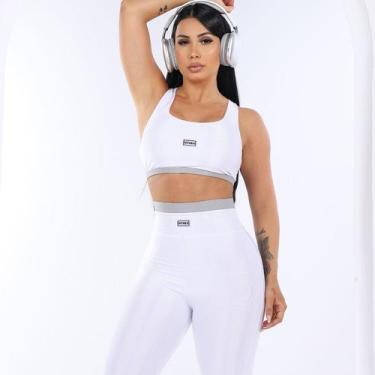 Imagem de Conjunto Academia Feminino Legging Top Modelador Blackout Fitness Nada