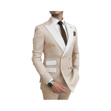Imagem de Terno Masculino Slim Fit Branco Com Lapela Pontuda Para Casamento Form
