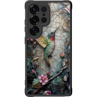 Imagem de DEENAKIN Capa fofa para Samsung Galaxy S25 Ultra, capa rígida floral estética, compatível com Magsafe, capa protetora de telefone fina retrô moderna e exclusiva para mulheres e meninas, beija-flor
