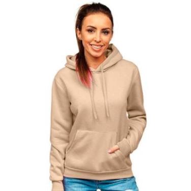 Imagem de Moletom Feminino Liso Abrigo Blusa Moleton Casaco com Capuz-Feminino