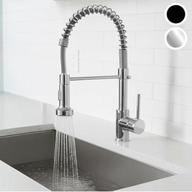 Imagem de Torneira Gourmet Cozinha Misturador Monocomando Bancada Com Mola Inox Spray 2 Jatos (Prateado)