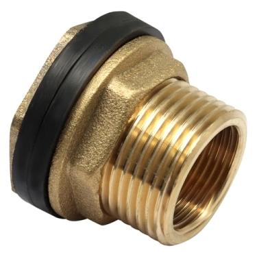 Imagem de Murtenze 1 pacote de encaixe de anteparo de latão sólido, conector de tanque de água macho de 2,5 cm fêmea de 3/10.2 cm com 2 anéis de borracha