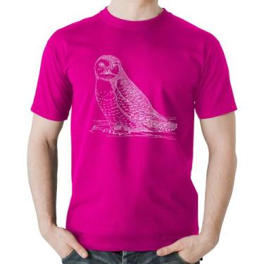 Imagem de Camiseta Algodão Coruja Traços - Foca na Moda, Rosa, P