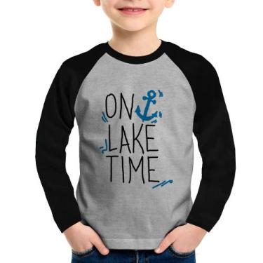 Imagem de Camiseta Raglan Infantil On Lake Time Manga Longa - Foca na Moda, Cinz