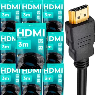 Imagem de 2X Kit 10 Cabos Hdmi 3M Metros Mts 4K 3D Full Hd Blindado Go