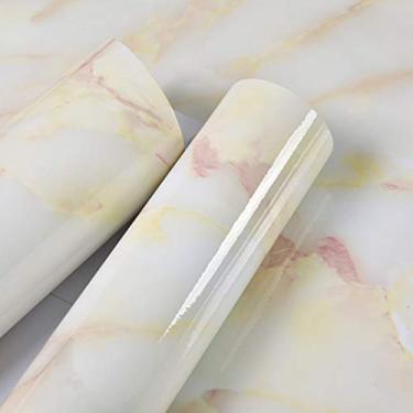 Imagem de Padrão de Mármore Água- Papel Parede Autoadesivo Removível à Prova Umidade Peel Stick Adesivos PVC para Sala Estar Banheiro Bancada Cozinha