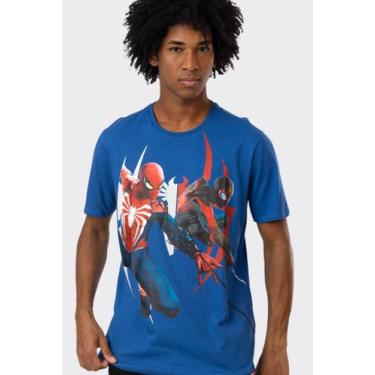 Imagem de Camiseta Marvel Homem Aranha Comics, P, Azul, Unissex