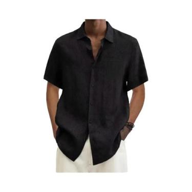 Imagem de Camisas De Algodão E Linho Para Homens Em Tamanhos Grandes, De Manga C