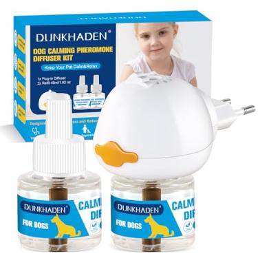 Imagem de DUNKHADEN Difusor de feromônio calmante para cães para aliviar a ansiedade, reduzir latidos, ataques e combater o estresse e difusor calmante 3 em 1 para cães (C)