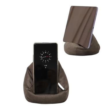 Imagem de Tusrai 2 peças de capa de mini pufe para cadeira, suporte para celular (sem enchimento) ultra macio micro camurça antiderrapante bolsa de feijão em miniatura para sofá marrom