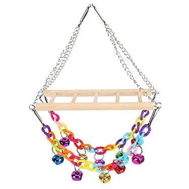 Imagem de CUOFYUNL Pet Pequenos Pássaros Papagaio Acrílico Escada de Corrente Ponte Suspensa Balanço Mordida Brinquedo de Escalada com Sinos