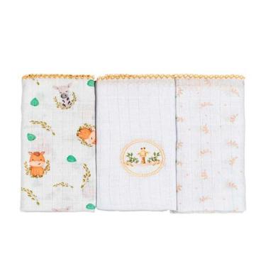 Imagem de Fralda de Pano para Bebê 68 cm x 70 cm 3 Unidades Baby Joy, Safari